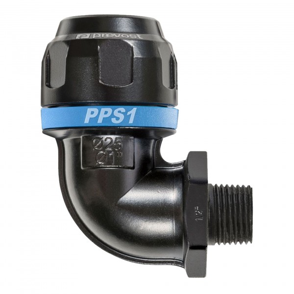 Prevost PPS1 9CM2527 Winkel-Einschraubverbinder R3/4 Zoll für Aluminiumrohr 25mm
